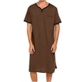 thumbnail image 1 of Chemise de Nuit Texturée en Coton pour Hommes, Robe de Nuit à Manches Courtes, Longue Robe, Blouse à Col en V, Haut de Pyjama, Coupe Ample et Décontractée, Confort, Chemise de Nuit Décontractée avec Poches, 1 of 5
