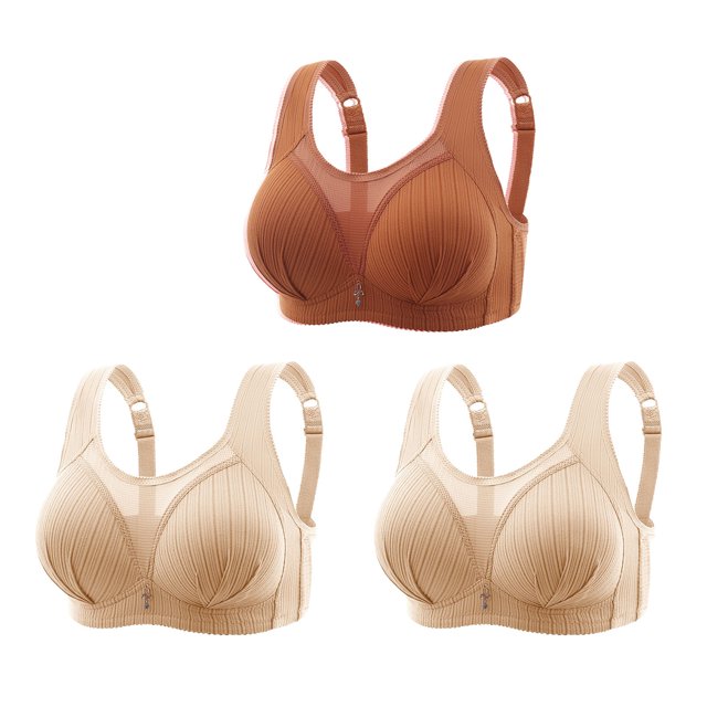fheaev Summer Savings Clearance Front Closure Bras For Women Full Coverage Bra 3PC Women Bras Plus Size Behind Buckle Comfortable Breathable Exhaust Base Non-Steel Ring Non-Magnetic Buckle Underwear