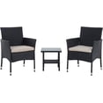 thumbnail image 1 of FDW Patio Furniture Set 3 Piece Patio Chair Bistro Set Outdoor Rattan Chairs Wicker Conversation Set for Backyard Porch Poolside Lawn, Black, 1 of 7
