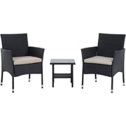 FDW Patio Furniture Set 3 Piece Patio Chair Bistro Set Outdoor Rattan Chairs Wicker Conversation Set for Backyard Porch Poolside Lawn, Black