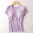 thumbnail image 1 of TIMIFIS T-Shirt à Manches Courtes de Maternité et d'Allaitement pour Femmes, Été, Décontracté, Col Rond, Vêtements d'Allaitement, Uni, Confortable, T-Shirt Post-Partum, Hauts - Printemps/été, 1 of 3