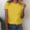 thumbnail image 2 of Yuyuzo T-Shirts d'Été pour Femmes Décontractés à Col Rond à Manches Courtes Hauts Tee Amples Blouses Unies, 2 of 5