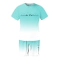 thumbnail image 4 of SHIXIAOO Male Print Short Sleeve T Shirt and Shorts Two Piece Set with All Print Print Shirt and Quarter Pants Set Pinstripe Suit Jacket Men Suite for Man Suite for Teens Graduation Suits for Men, 4 of 5