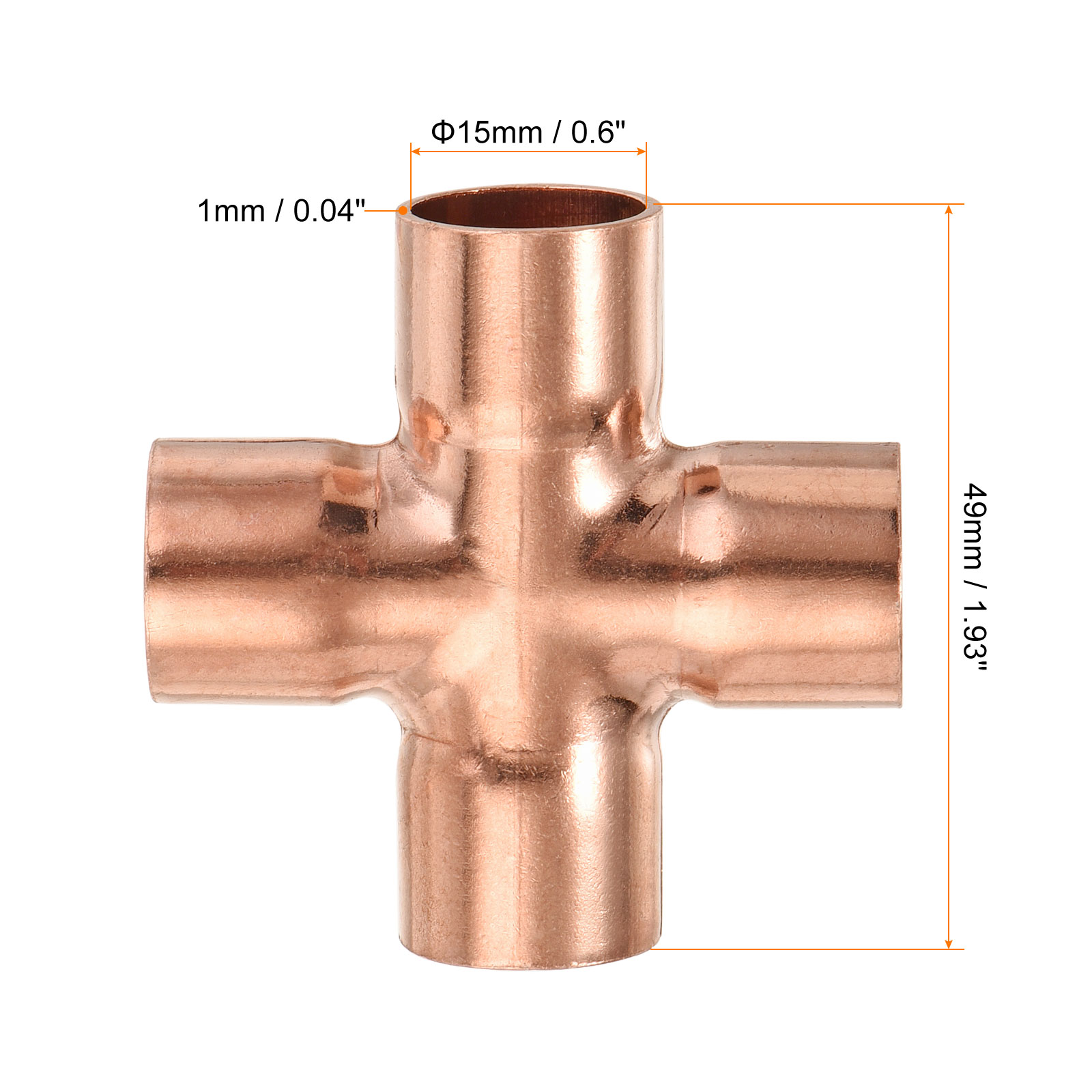 GAFN 韓国 Cross piping UNISEX Unique Bargains 15mm x 1mm 4 Ways Copper End Feed Equal Cross Pipe