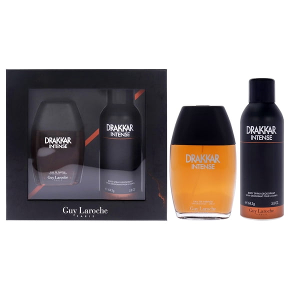 Drakkar Intense by Guy Laroche for Men - 2 Pc Gift Set 3.4oz EDP Spray, 6.7oz Body Spray Deodorant