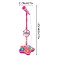 thumbnail image 4 of Microphone Karaoké pour Enfants avec Support et Lumières Clignotantes, Jouet Chantant Réglable avec 12 Rythmes de Danse et Sons de Tambour, Connectivité MP3 pour Lecture de Musique (Requise 3 Piles AA), 4 of 7