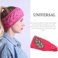 thumbnail image 2 of Crochet Headbands Winter Leaves Pattern with Rhinestones Elastic Head Protector Wide Warm Chunky Hair Accessories for Girls Fushcia, 2 of 8