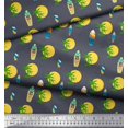 thumbnail image 2 of Soimoi Modal Satin Fabric Skull,Sun & Palm Tree Nature Printed Fabric 1 Yard 42 Inch Wide, 2 of 3