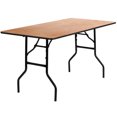 thumbnail image 1 of 30'' x 60'' Rectangular Wood Folding Banquet Table with Clear Coated Finished Top, 1 of 9