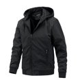 thumbnail image 1 of IROINNID Veste Extérieure pour Hommes Offres Ample Tactique Zip Imperméable Coupe-Vent Randonnée à Capuche, Noir, 1 of 9
