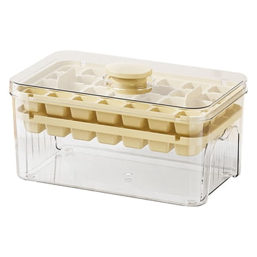 Push-Button Ice Tray with Removable Lid, Leakproof Design, Stackable for Freezer; Includes Ice Shovel, Easy Demolding, BPA-Free Plastic