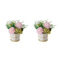 thumbnail image 4 of relayinert Simulation Flower Set Low Maintenance Easy To Clean Fake Peony Silk Hydrangea Flower Silk Artificial Flowers With Vase Pinellia Pink 2Set, 4 of 6