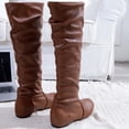 thumbnail image 5 of Babysbule Chaussures pour Femmes en Liquidation, Bottes Hautes à Enfiler pour Femmes à Talon Carré de Couleur Unie, Bottes Hauteur Genou à Bout Rond, 5 of 5