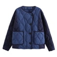 thumbnail image 2 of WRKEKC Coats for Women Solid Color Button Pocket Color Block Spliced Hoodless Long Sleeve Cotton Coat for Fall Outings, 2 of 4