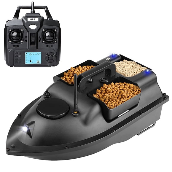 Bateau Appât Télécommandé V18GPS Générique avec Portée de 500 m, Batterie de 12000 mAh et 3 Contenants d'Appâts pour la Pêche en Lac et en Rivière