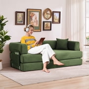 5-in-1 Convertible Corduroy Sofa Bed – 78.8" Oversized Sleeper Futon Couch, Sturdy Frame, 2 Pillows, No Assembly Needed, Multi-Functional Floor Chaise Lounge for Living Room & Bedroom – Corduroy