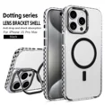 thumbnail image 1 of Metal Stand Lens Strong Magnetic Protection Shockproof Clear Case For iPhone 16 15 14 13 12 11 Pro Max Compatible With Magsafe Black For iPhone11, 1 of 6