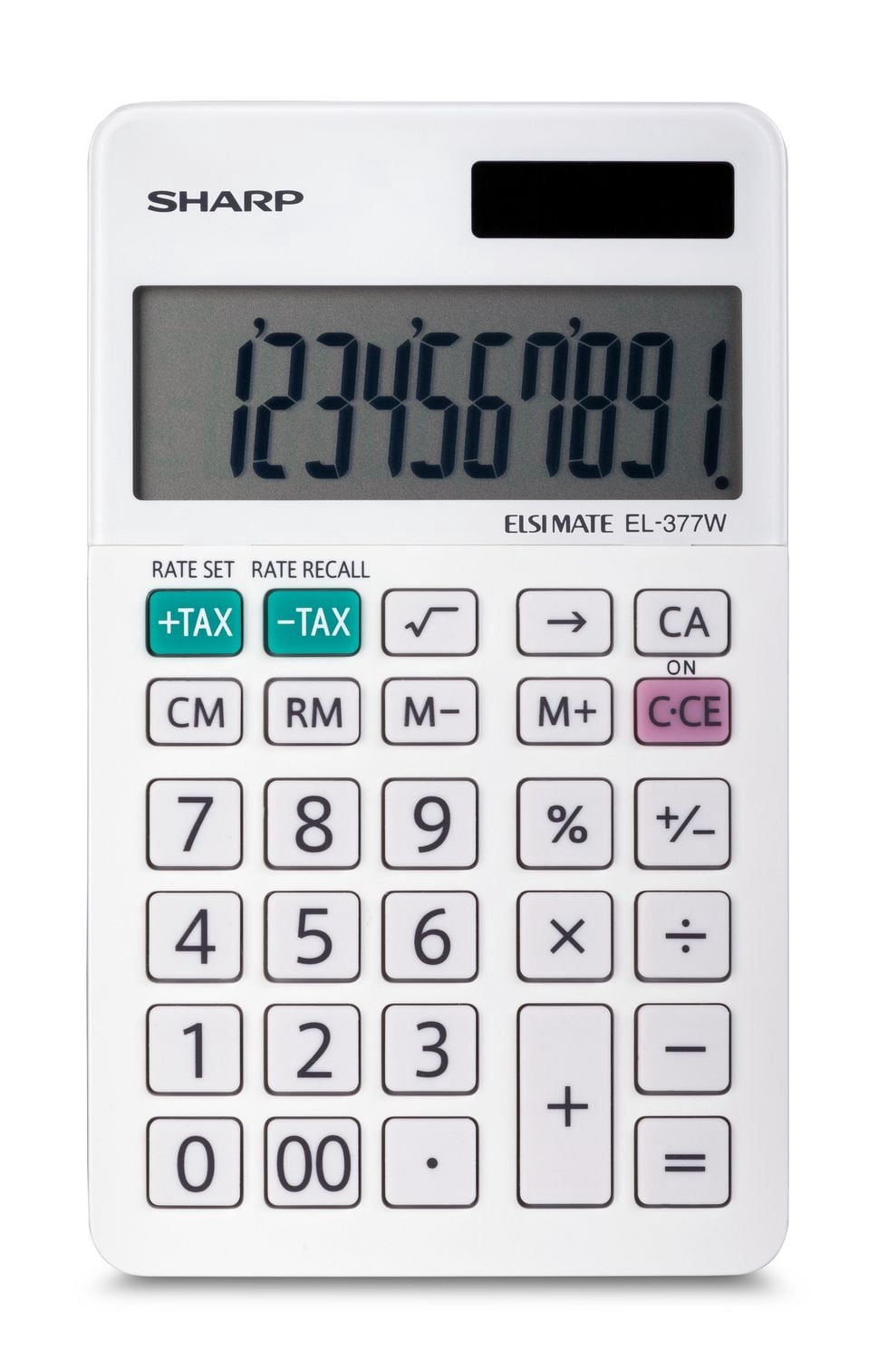 Sharp EL377W Desktop Calculator for Elementary School, Middle School & Office Use, Twin Power 10-Digit Display, Tax Keys & 4-Key Memory