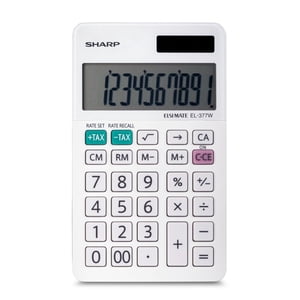 Sharp EL377W Calculatrice de bureau pour l'école primaire, collège & Utilisation bureautique, Twin Power 10-Digit Affichage, clés fiscales & 4-Key Mémoire