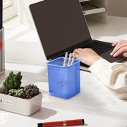 TOUMENY Metal Pen Cup, Durable Steel Desk Organizer for Office Home School, Pencil Storage Bucket with Easy Clean Cylinder Design