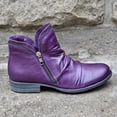 thumbnail image 4 of Bottes Courtes en Cuir pour Femmes Rétro Unies à Talon Bas avec Fermeture Éclair, 4 of 9