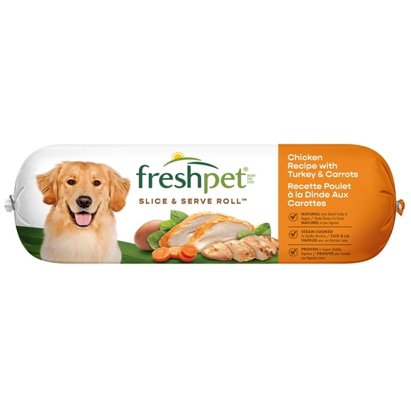 Freshpet Nourriture Fraîche pour Chien, Recette de Poulet et de Dinde en Morceaux, Trancher et Servir 0.68kg
