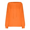 thumbnail image 4 of Women's Off Shoulder Sweatshirt Adjustable Drawstring Oversized Long Sleeve Shirt Pullover Basic Slouchy Clothes 2025, 4 of 5