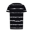 thumbnail image 4 of Meichang T-Shirts pour Femmes à Manches Courtes, Plissés, Chic Décontracté, Encolure Dégagée, Hauts d'Été Tendance à Imprimé Rayé, T-Shirts Doux et Confortables, Tuniques Blouses, 4 of 5