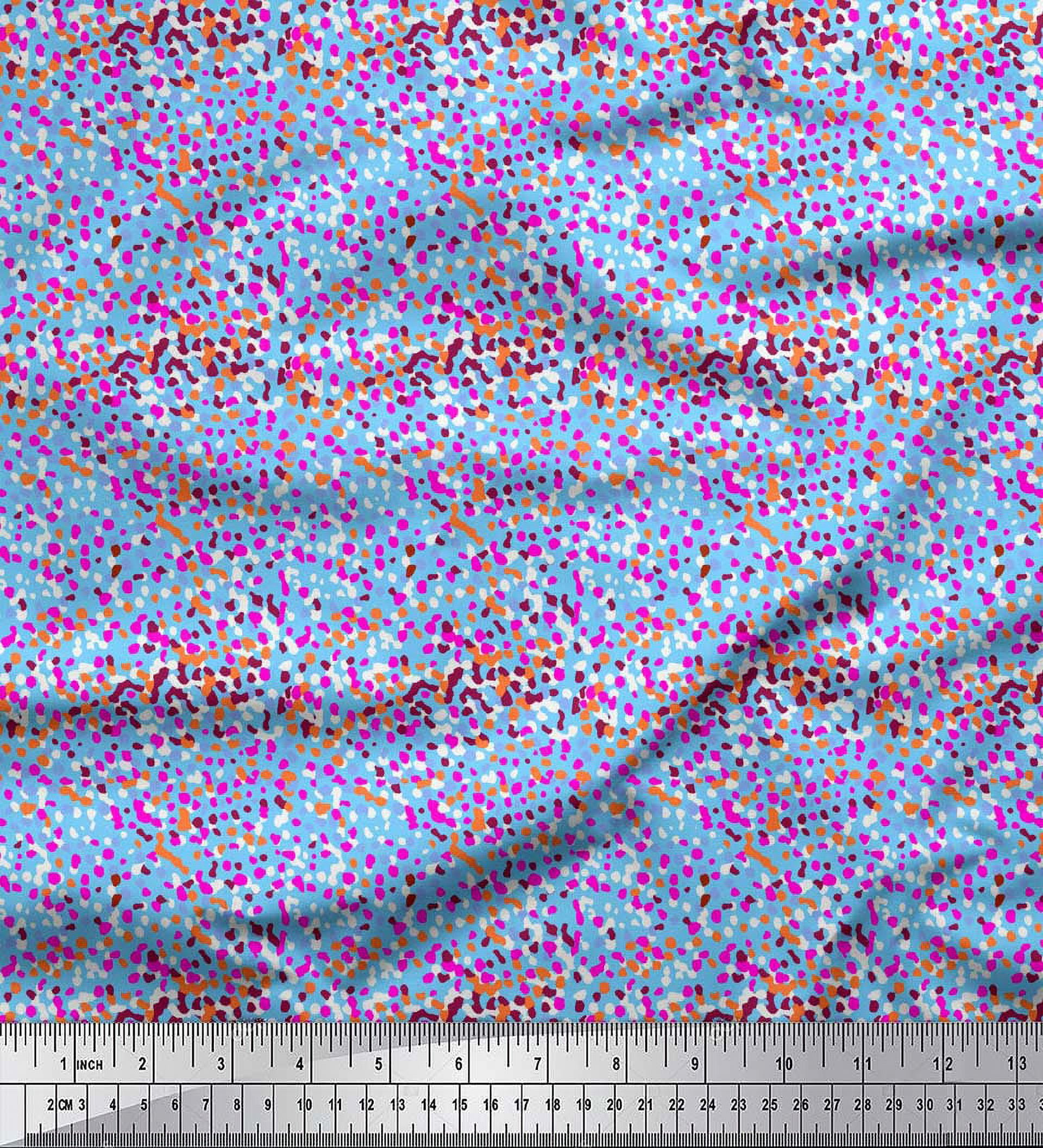 Soimoi Blue Rayon Fabric Brush Stroke Abstract Printed Fabric 1 Yard 42 Inch Wide