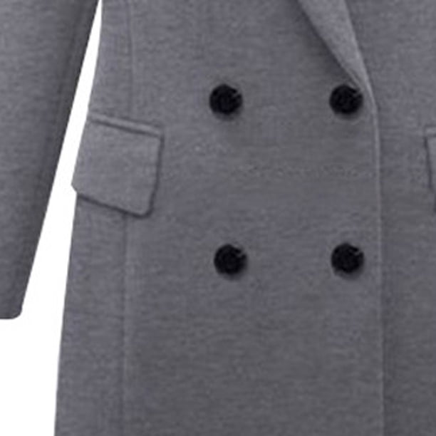Meichang Womens Notched Lapel Collar Double Breasted Pea Coat