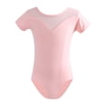 thumbnail image 1 of WEIYLL Robes d'Été Filles Tendance 2025 Performance Danse Manches Courtes Justaucorps Triangle Uni Robe Rose Clair 14-15 Ans, 1 of 3