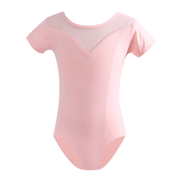 WEIYLL Robes d'Été Filles Tendance 2025 Performance Danse Manches Courtes Justaucorps Triangle Uni Robe Rose Clair 14-15 Ans