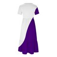 thumbnail image 3 of Besolor Robe d'Été Décontractée pour Femme à Blocs de Couleur, Manches Courtes, Col Ras du Cou, Plissée, Fluide, à Étages, Maxi avec Poches, 3 of 4