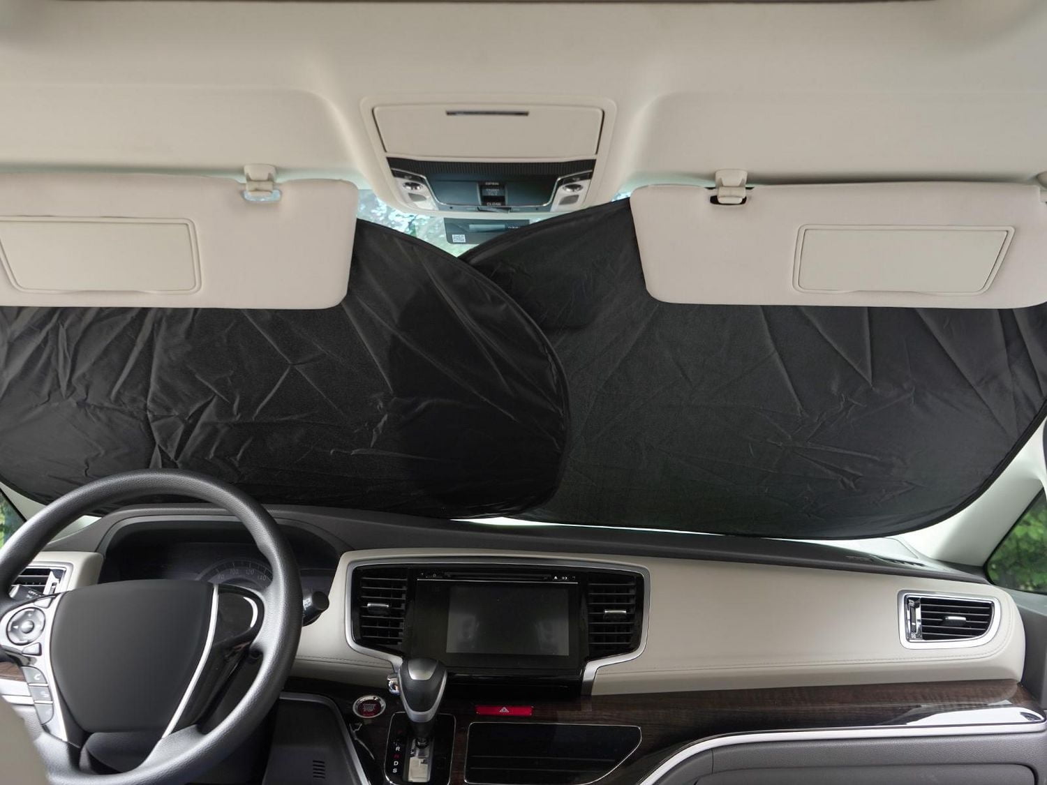 Auto Drive Universal Fit deux pièces pare-brise Twist Sun Shade, 28.5 "* 31.5"