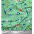 thumbnail image 1 of Soimoi Poly Georgette Fabric Fish,Coral & Starfish Ocean Print Sewing Fabric Yard 42 Inch Wide, 1 of 3