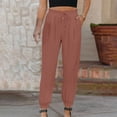 thumbnail image 1 of RKSTN Womens Pants Woman Color Cotton And Linen Drawstring Elastic Waist Long Straight Pants Soft Loose Straight Leg Hiking Pants, 1 of 9