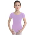 thumbnail image 1 of Aislor Filles Enfants Manches Courtes Coton Extensible Ballet Danse Gymnastique Justaucorps Tenue de Danse Violet 8, 1 of 7