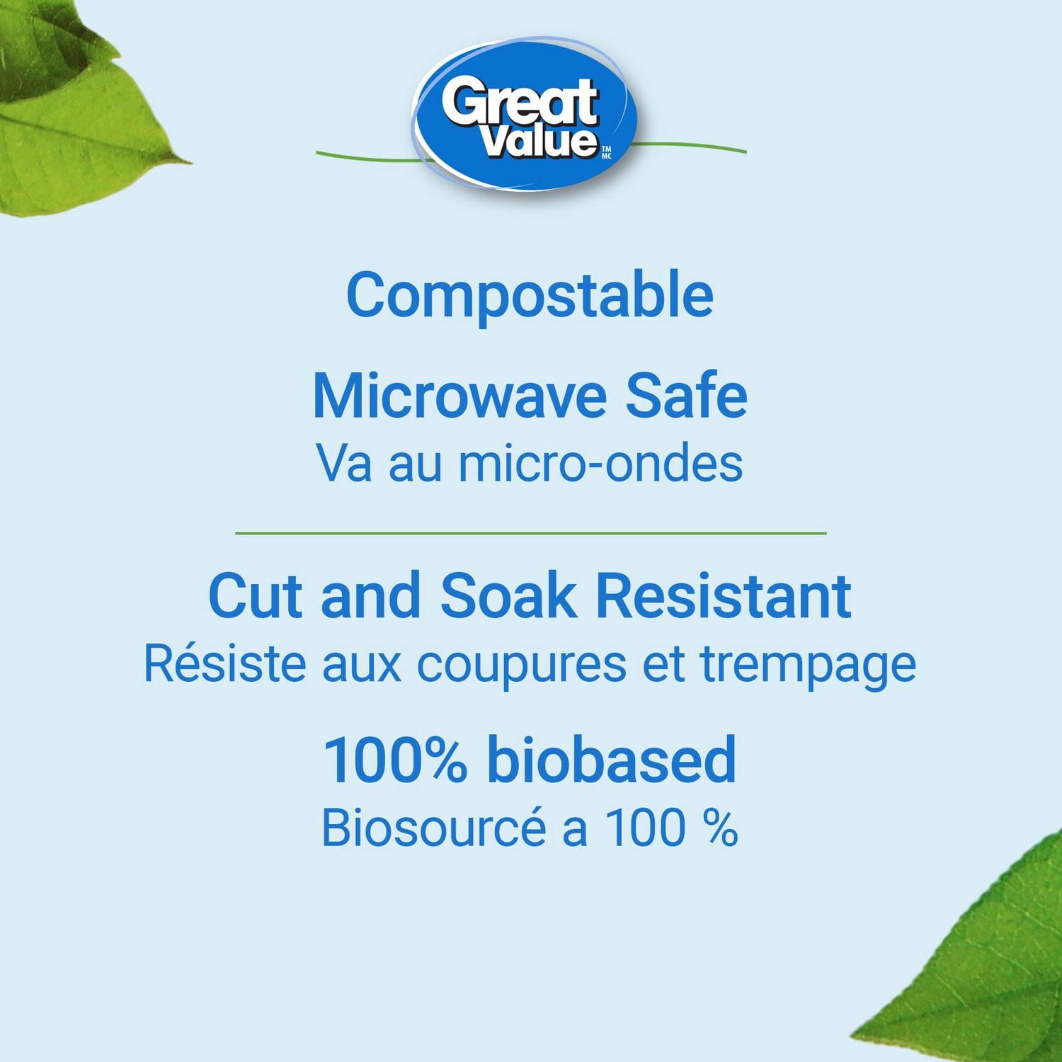 Great Value Eco Assiettes Compostables, 80 Assiettes