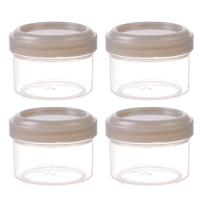 Food Storage 2 Mini Clear Jars with Leakproof Lids Set of 4 35ml Round Transparent Refillable Containers for Home Kitchen Organization 4PCS