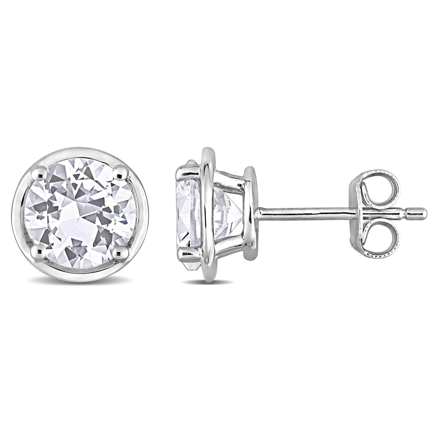 Miabella 3-1/4 Carat T.G.W. Created White Sapphire Sterling Silver Stud Earrings