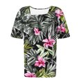 thumbnail image 4 of Pisexur Hauts de Printemps pour Femmes 2025, Hauts pour Femmes, Hauts de Sortie pour Femmes, Hauts pour Dames & Haut Décontracté à Manches Courtes Imprimé Col Rond Plissé Mode Vert Armée, P, 4 of 6
