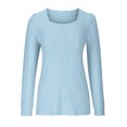 thumbnail image 3 of Timegard Hauts à Oeillets pour Femmes Col Rond Manches Longues Bouffantes T-Shirts Transparents Chic Décontracté Hauts Amples, 3 of 5