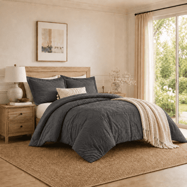 Swift Home Diamond Textured Soft Touch Duvet Cover Set, All Season Bedding with Zipper Closure, Includes Pillow Shams, Twin, Steel Gray