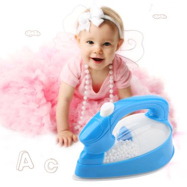 Mini Electric Iron Toy for Kids,  Plastic Pretend Play Home Appliances with Light and Spin