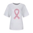 thumbnail image 3 of LUOGENLI T-shirts pour Femme pour Femmes T-shirts pour Femmes D Mode Décontracté Ruban Imprimé Promotionnel International Mois Manches Courtes Col Rond T-Shirt Haut Vintage T-shirts pour Femmes T-Shirt Graphique Saint-Valentin Blanc TG, 3 of 3
