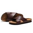 thumbnail image 3 of Men's Cork Sandals Cross Strap Comfortable Beach Slides, 3 of 11