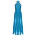 thumbnail image 3 of YUUMIN Costumes de Danse Lyrique pour Femmes Jupe Fluide Strass Robe Maxi Fendue Tenue de Danse Moderne Bleu Clair P, 3 of 5
