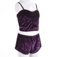 thumbnail image 3 of Women 2PCS Lingerie Set Slim Solid Sling Crop Top Short Elastic Band Pants, 3 of 9