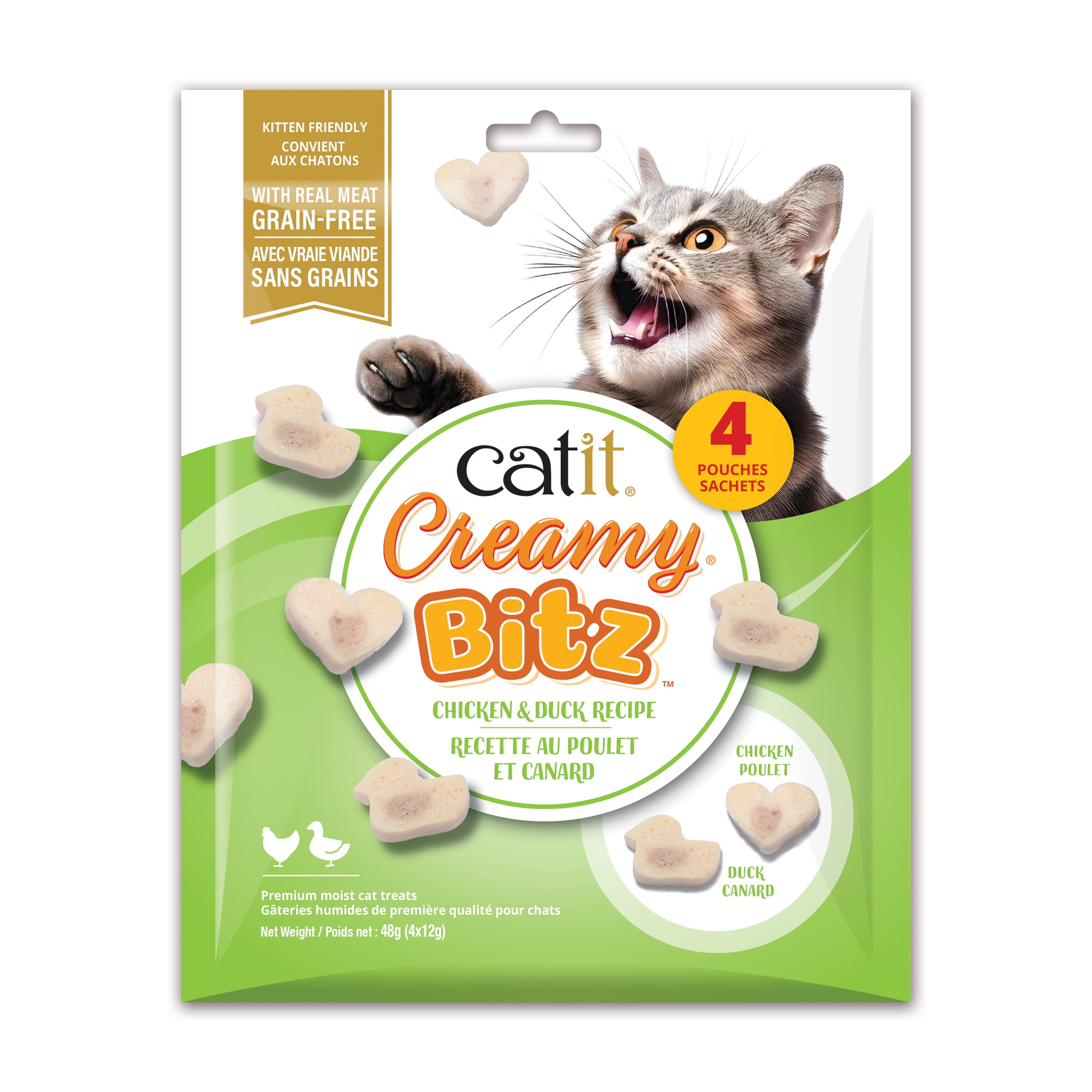 Gâteries pour chats Catit Creamy Bitz, recettes au poulet et canard, 48 G