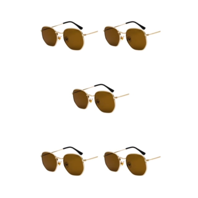 kurtrusly Lightweight Frame Unisex Hexagonal For Men And Women Materials gold tea flake C5 5Set